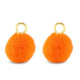 Colgante pompón con anilla 10mm - Dorado-cáscara de naranja